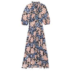 Rebecca Taylor Blush Rose Tie-Neck Clip Dress
